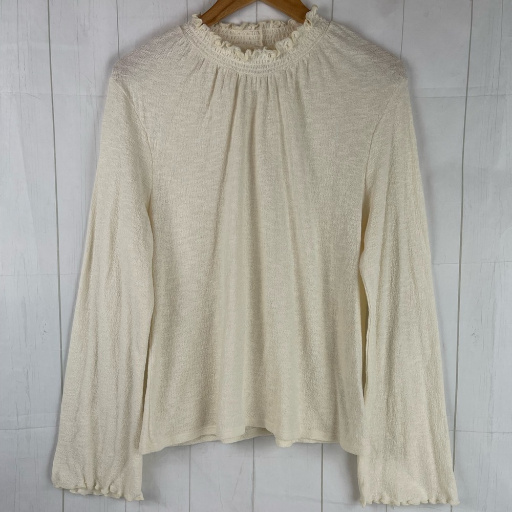 Madewell Texture & Thread Ruffle Long Sleeve Blouse Size XL